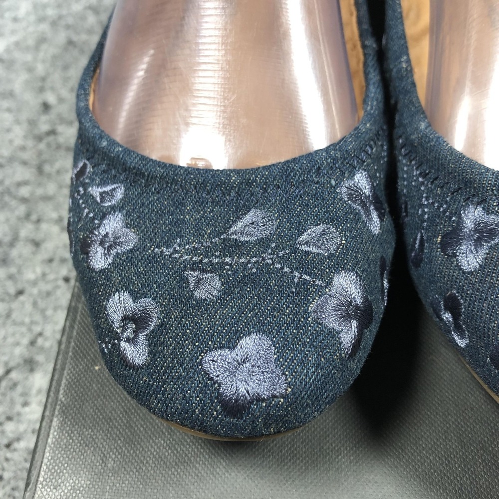 Lucky Brand Shoes Womens Size 7 Blue Denim Floral Slip On Ballet Flats LP-ECHO2 - Picture 5 of 16